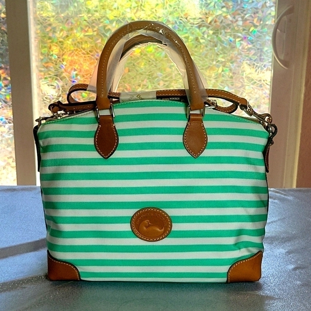 Dooney & Burke Limited Edition Seafoam & White Striped Handbag Purse